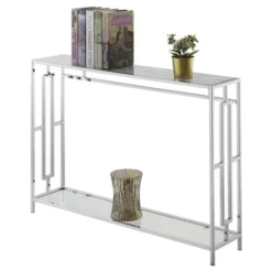 Town Square Chrome Console Table With Shelf White Faux Marble/Chrome Frame - Breighton Home 9 Town Square Chrome Console Table With Shelf White Faux Marble/Chrome Frame - Breighton Home -Lush Living Store GUEST e94a24f2 12b9 4b4f a541 518b9ea4a4b7