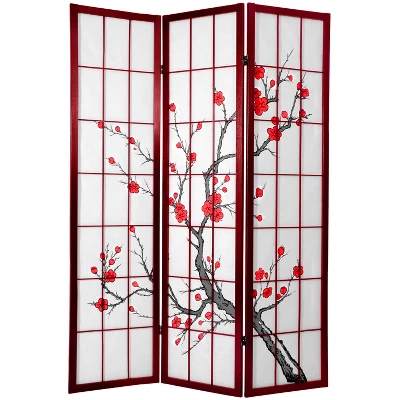 Oriental Furniture 6' Tall Blossom Shoji Screen 6 Oriental Furniture 6' Tall Blossom Shoji Screen - Image 4