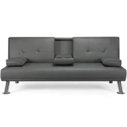 Yaheetech Convertible Faux Leather Sofa Bed Futon With Armrest -Lush Living Store GUEST e99b3efc e714 4636 bda0 22f3ca5c76b0
