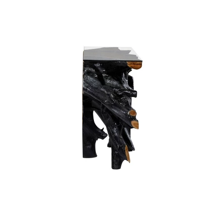 Contemporary Teak Wood Console Table Gold - Olivia & May 10 Contemporary Teak Wood Console Table Gold - Olivia & May - Image 8