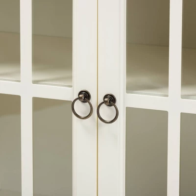 Kendall Wood And Glass Kitchen Cabinet White - Baxton Studio 6 Kendall Wood And Glass Kitchen Cabinet White - Baxton Studio - Image 4