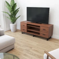 Cambridge Three Shelf And Four Drawer TV Stand For TVs Up To 65" With Square Metal Legs Rustic - Merrick Lane 7 Cambridge Three Shelf And Four Drawer TV Stand For TVs Up To 65" With Square Metal Legs Rustic - Merrick Lane -Lush Living Store GUEST eaeff3bb 920a 48d0 a868 78582a3fa76a