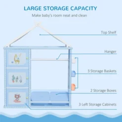 Qaba Kids Toy Storage Organizer With 2 Bins, Coat Hanger, Bookshelf And Toy Collection Shelves -Lush Living Store GUEST eb2dfe79 17f1 4786 8c10 5e29313948ae