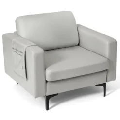 Costway Modern Leathaire Fabric Accent Armchair Single Sofa W/ Side Storage Pocket -Lush Living Store GUEST ebaf95ee c575 454b b964 52bc2a65e8c0