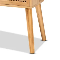 Falan Wood With Rattan 2 Drawer Console Table Oak Brown - Baxton Studio -Lush Living Store GUEST ec0aec21 ddb2 4c00 a2e0 077d2d69fb4a