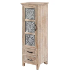 LuxenHome 48" Tall Wood And Metal 2-Drawer 1-Door Storage Cabinet. -Lush Living Store GUEST ec389ada 4c1e 452e 96e0 2c620c727988