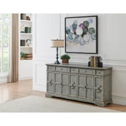 Brett Antique Inspired 4 Door 4 Drawer Storage Credenza/Sideboard Weathered Gray - Treasure Trove -Lush Living Store GUEST ed1b16a5 ac77 4826 ada0 5db4f62c9005