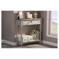 Edouard French Provincial Style Console Table With 1 Drawer - White/Light Brown - Baxton Studio -Lush Living Store GUEST ed2aa560 feec 4d94 9559 3fa8f6bf2309