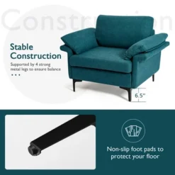 Costway Modern Fabric Accent Armchair Upholstered Single Sofa W/ Metal Legs BlueGrey -Lush Living Store GUEST ed33759d a767 4771 ad8a b8a142d05597