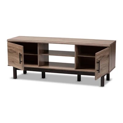 2 Door Arend Two-Tone Wood TV Stand For TVs Up To 55" Brown - Baxton Studio 9 2 Door Arend Two-Tone Wood TV Stand For TVs Up To 55" Brown - Baxton Studio - Image 7