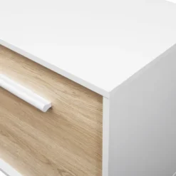 Modern 2 Door TV Stand For TVs Up To 65" Solid White/Coastal Oak/White - Saracina Home -Lush Living Store GUEST ed7d2c12 7f7a 43d6 b2cb fbf13fff1b93