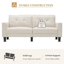 Costway Modern 79.5inch Fabric Loveseat Couch Living Room Sofa For Small Spaces Beige 14 Costway Modern 79.5inch Fabric Loveseat Couch Living Room Sofa For Small Spaces Beige -Lush Living Store GUEST ed98f008 0e22 4ad4 aa00 48cde865d9be