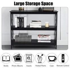 Costway 3-Tier Console Table X-Design Bookshelf Sofa Side Accent Table W/Shelf EspressoBlack -Lush Living Store GUEST ede13300 72fb 4c26 a1af 0a65594a3538