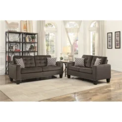 Lantana Tufted Microfiber Loveseat In Chocolate - Lexicon