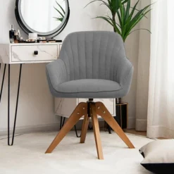 Costway Modern 360 Degree Swivel Accent Chair W/ Linen Fabric & High-density Sponge Yellow/Brown/White/Grey/Red -Lush Living Store GUEST eeff3dde e1a0 4d2a b81d 97f6b30ead38