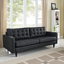 Empress Bonded Leather Sofa Black - Modway -Lush Living Store GUEST ef170c47 c29b 4aaa 9b27 8f7cfc067aa0