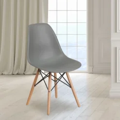 Flash Furniture Elon Series Plastic Chair With Wooden Legs