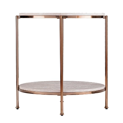 Sula Round Faux Stone End Table - Aiden Lane 5 Sula Round Faux Stone End Table - Aiden Lane - Image 3