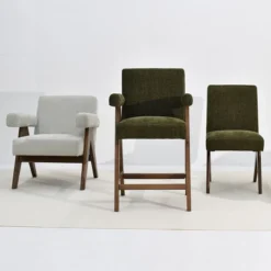 Morgan 19.7" Wide Lounge Armchair Upholstered Seat And Back With Upside Down "V" Shape Design Solid Wood Accent Chair-Maison Boucle -Lush Living Store GUEST ef5dd541 d674 49bc b9fc f155e65d93de