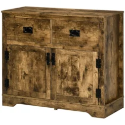 HOMCOM Rustic Storage Cabinet Sideboard With 2 Drawers And 2 Cupboard, Distressed Brown -Lush Living Store GUEST ef66e70b 19b4 4d6d bcc0 c99ad1b2c3c4