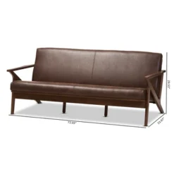 Bianca Mid-Modern Walnut Wood Distressed Faux Leather 3 Seater Sofa Dark Brown - Baxton Studio -Lush Living Store GUEST efafbf22 0107 490e a04c 244afb61f915
