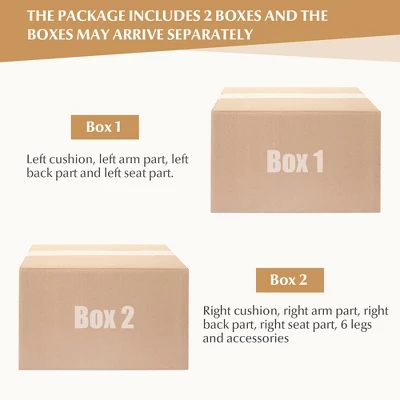 Costway Modern 79.5inch Fabric Loveseat Couch Living Room Sofa For Small Spaces Beige 8 Costway Modern 79.5inch Fabric Loveseat Couch Living Room Sofa For Small Spaces Beige - Image 6