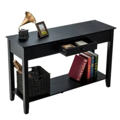 Costway Console Table With Drawer Shelf 2 Tier Sofa Side Accent Table Black -Lush Living Store GUEST efe27626 c664 41c9 aa4b 6ec531773735
