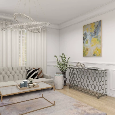 Contemporary Metal Pattern Console Table Silver - Olivia & May 17 Contemporary Metal Pattern Console Table Silver - Olivia & May - Image 15