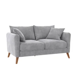 Magnolia 2 Seater Loveseat Sofa With Pillows Pocket Coil Seating Light Gray Velvet - Novogratz -Lush Living Store GUEST f00af032 e161 483b bdc9 3476cc295449