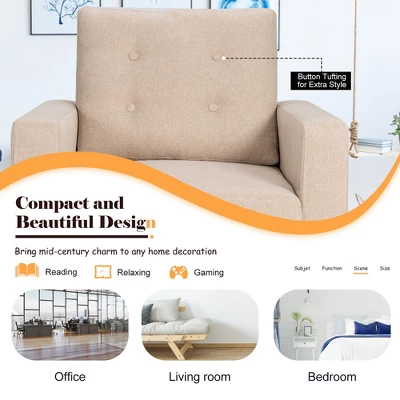 Costway Set Of 2 Accent Armchairs Upholstered Single Sofa Chairs W/ 2-Side Pockets 6 Costway Set Of 2 Accent Armchairs Upholstered Single Sofa Chairs W/ 2-Side Pockets - Image 4