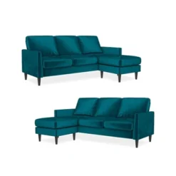 Winston Reversible Sofa Sectional Green Velvet - Mr. Kate -Lush Living Store GUEST f0305830 22a0 4e88 b167 00da305048a4