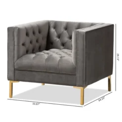 Zanetta Luxe And Glamour Velvet Upholstered Gold Finished Lounge Chair - Baxton Studio -Lush Living Store GUEST f09707a4 aba2 41c5 b4a7 30390fca274d