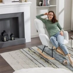 Epping Accent Modern Armchair Faux Shearling Fabric Nursery Glider Rocker, Wingback Chair Rocking Chairs-Maison Boucle -Lush Living Store GUEST f194ce23 cdea 4414 85aa c9e0e90fa98e