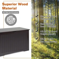 Costway Wooden Toy Box Kids Storage Chest Bench W/ Flip-Top Lid & Safety Hinge WhiteBrown -Lush Living Store GUEST f1ad17c1 eef1 433f 986a 80eb6a49c004