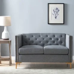 Gasper Tufted Upholstered Loveseat Light Gray - HOMES: Inside + Out -Lush Living Store GUEST f1c2758c 7033 4e4b be39 e2b83761ec9b