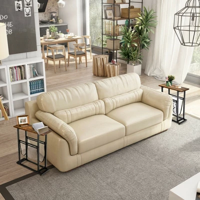 Costway Industrial End Side Table Mesh Magazine Holder Nightstand Rustic Brown 6 Costway Industrial End Side Table Mesh Magazine Holder Nightstand Rustic Brown - Image 4