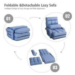 Costway Folding Floor Armchair W/6-position Adjustable Back & Lumbar Pillow Blue -Lush Living Store GUEST f205b11c b1e6 45d1 8be4 671b2bd64318