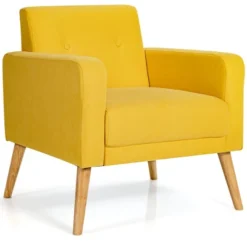 Costway Modern Accent Chair Upholstered Linen Armchair W/Rubber Wood Legs YellowBeigeGreyNavy 27 Costway Modern Accent Chair Upholstered Linen Armchair W/Rubber Wood Legs YellowBeigeGreyNavy -Lush Living Store GUEST f248a5dc 8636 4717 9ac5 2bf8da8a6f87