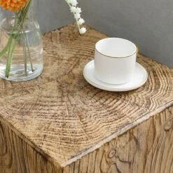 HOMCOM Decorative Side Table With Square Tabletop, Rustic Concrete End Table With Wood Grain Finish, For Indoors And Outdoors, Natural -Lush Living Store GUEST f37c0b2f 1c7e 4289 91af 06f2bea2ae36