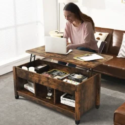 Costway Lift Top Coffee Table W/ Hidden Compartment And Storage Shelves Coffee -Lush Living Store GUEST f3ebf694 599b 4b83 9123 d2c8fa3b86c2