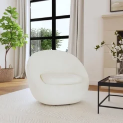Round Swivel Chair White Sherpa - HomePop -Lush Living Store GUEST f477c9f4 63df 4f26 8620 b506c569a604
