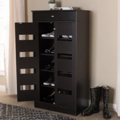 Acadia Modern And Contemporary Finished Shoe Cabinet Dark Brown - Baxton Studio -Lush Living Store GUEST f4a2db63 ed67 4269 b678 d09e64f2f3a5