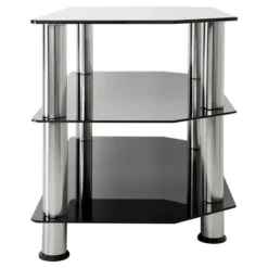 Glass Shelves TV Stand For TVs Up To 37" - Silver/Black