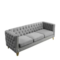 Living Room Modern Velvet Sofa With Button Tufted Square Arms And Metal Legs - ModernLuxe 20 Living Room Modern Velvet Sofa With Button Tufted Square Arms And Metal Legs - ModernLuxe -Lush Living Store GUEST f4d85a38 ebb4 40c7 84e3 b9d472320ddd