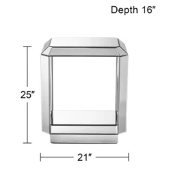 Studio 55D Modern Mirrored Rectangular Accent Side End Table 21" X 16" With Open Shelf Beveled For Living Room Bedroom Bedside -Lush Living Store GUEST f59feab3 17a8 4917 9275 77beacc5bcc8