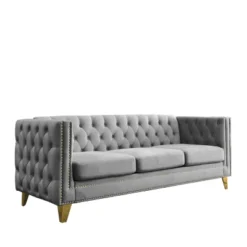 Living Room Modern Velvet Sofa With Button Tufted Square Arms And Metal Legs - ModernLuxe 22 Living Room Modern Velvet Sofa With Button Tufted Square Arms And Metal Legs - ModernLuxe -Lush Living Store GUEST f5aa58f9 0bb2 44cd 8ea4 e5e79968b33d