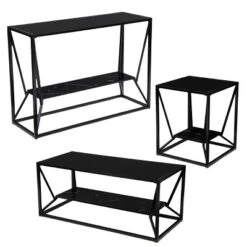 Finsfil Long Glass-Top Console Table Black - Aiden Lane -Lush Living Store GUEST f5d1ee68 d50d 40a4 b867 4a5f1c8c546b