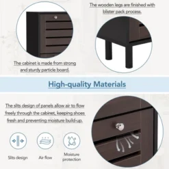 Freestanding Shoe Cabinet With Hooks, 3 Flip Drawers And Adjustable Panels - ModernLuxe -Lush Living Store GUEST f634a5e4 07f3 4bc9 8f18 bbe173c93a45