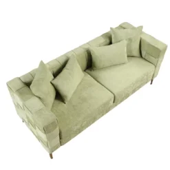 80.5" Modern Upholstered Sofa With Golden Metal Legs And 4 Pillows-ModernLuxe -Lush Living Store GUEST f6406d2c 2e24 48f7 8a1a fb262c78d0f4