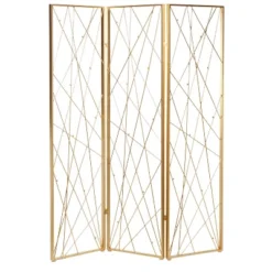 Glam Metal Geometric Room Divider Screen Gold - Olivia & May